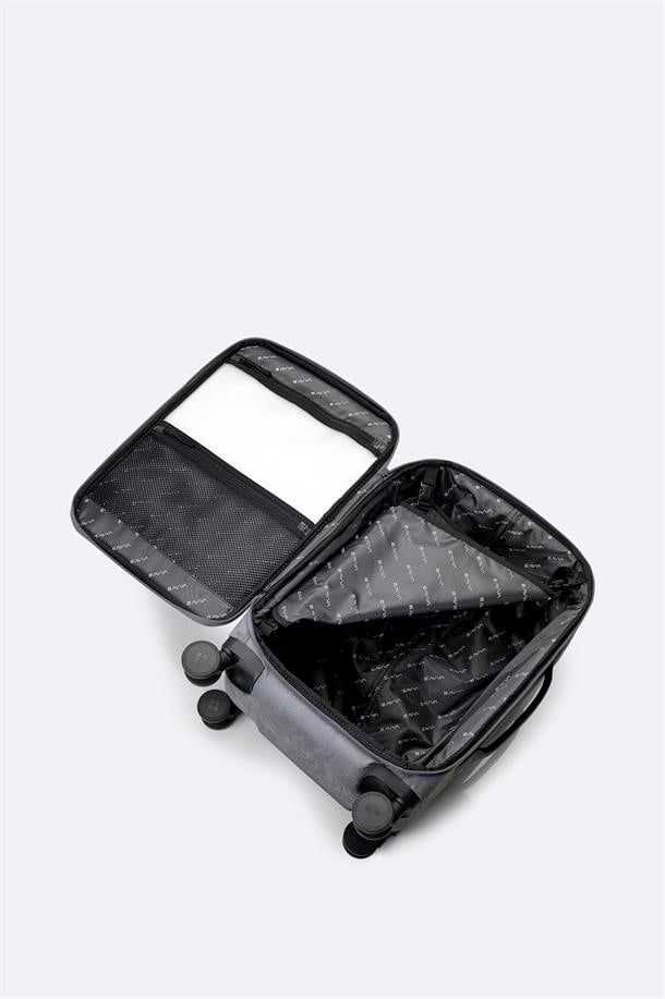 Gri Laptop Bölmeli Kilitlenebilir Küçük Boy Bavul