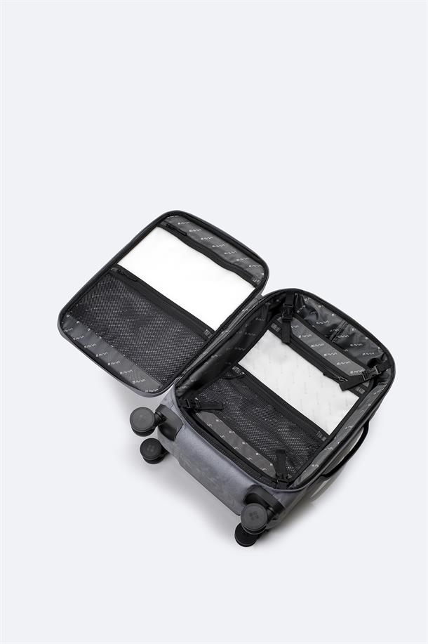 Gri Laptop Bölmeli Kilitlenebilir Küçük Boy Bavul