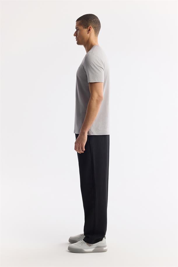 Gri Soft Touch Bisiklet Yaka Düz Modal T-Shirt