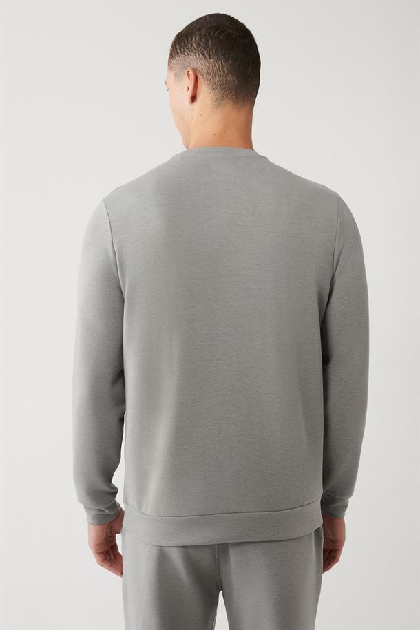 Gri Soft Touch Kumaş Baskılı Sweatshirt