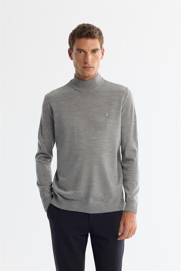 Grey Mock Turtleneck Jumper