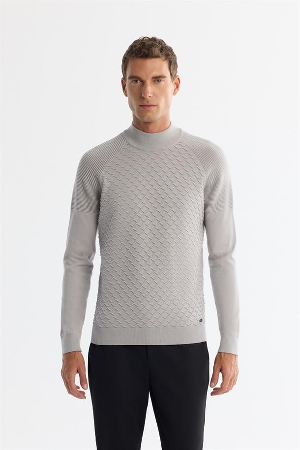 Grey Mock Turtleneck Jumper