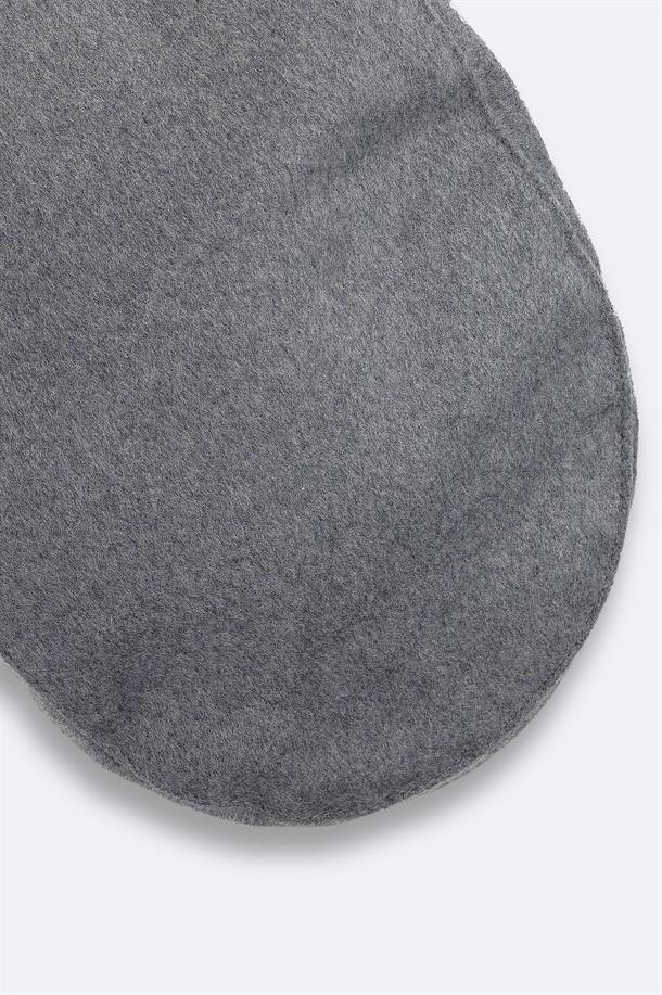 Grey Wool Blend Flat Cap