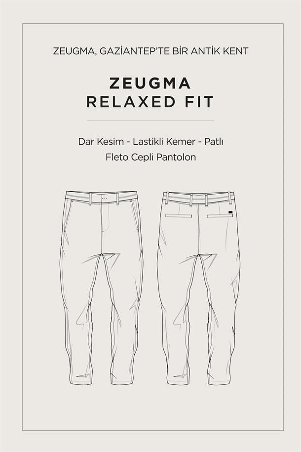 Gri Zeugma Slim Fit Pantolon Beli Lastikli 360 Derece Esnek Teknik Kumaş
