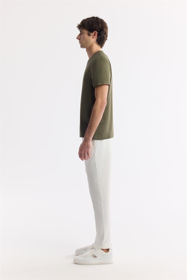 Haki Soft Touch Bisiklet Yaka Düz Modal T-Shirt
