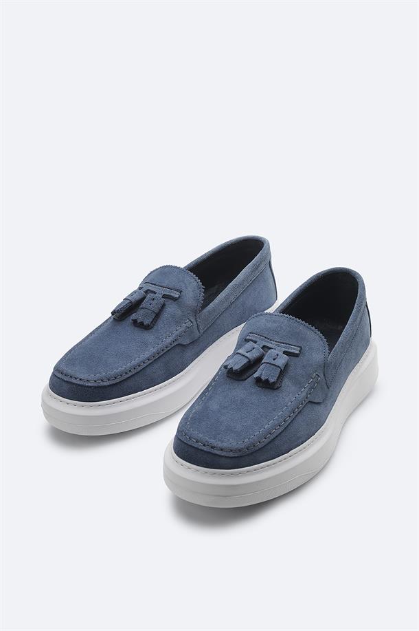 Indigo Suede Moccasins