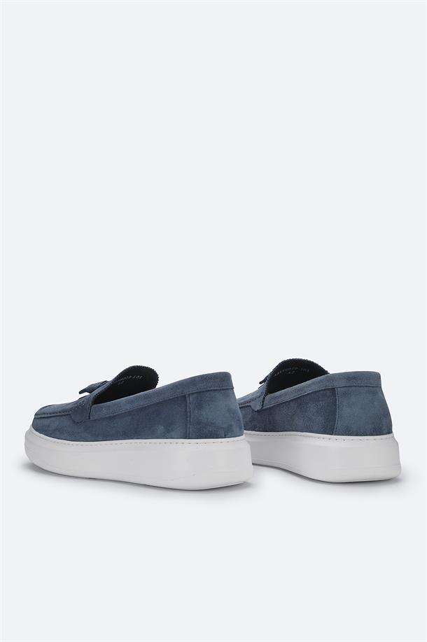 Indigo Suede Moccasins