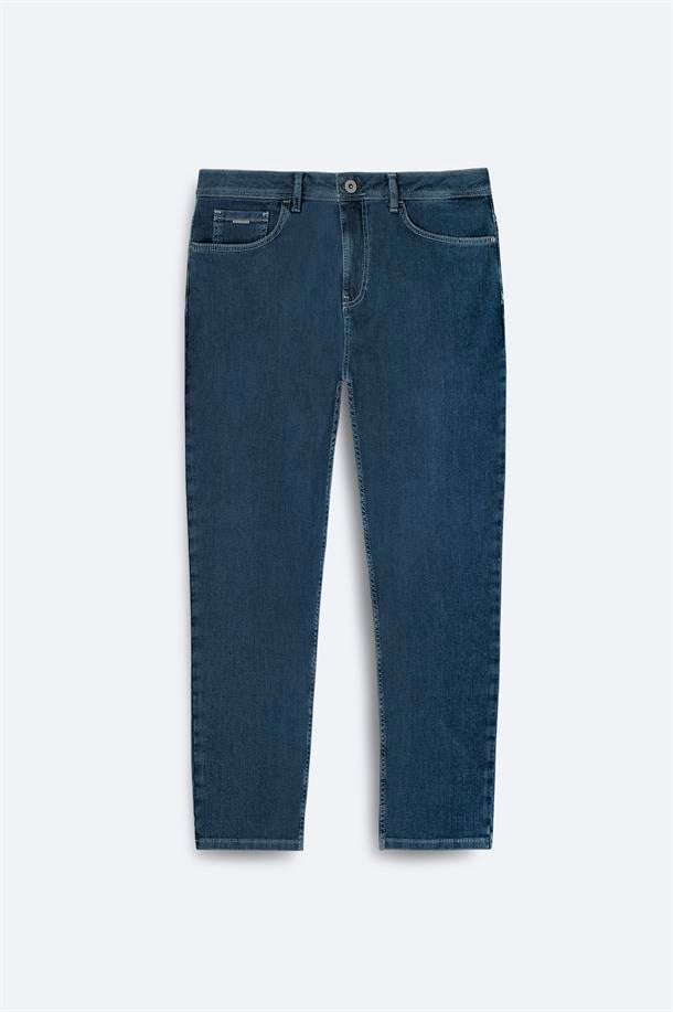 İndigo Eskitme Yıkama Carrot Fit Jean Pantolon