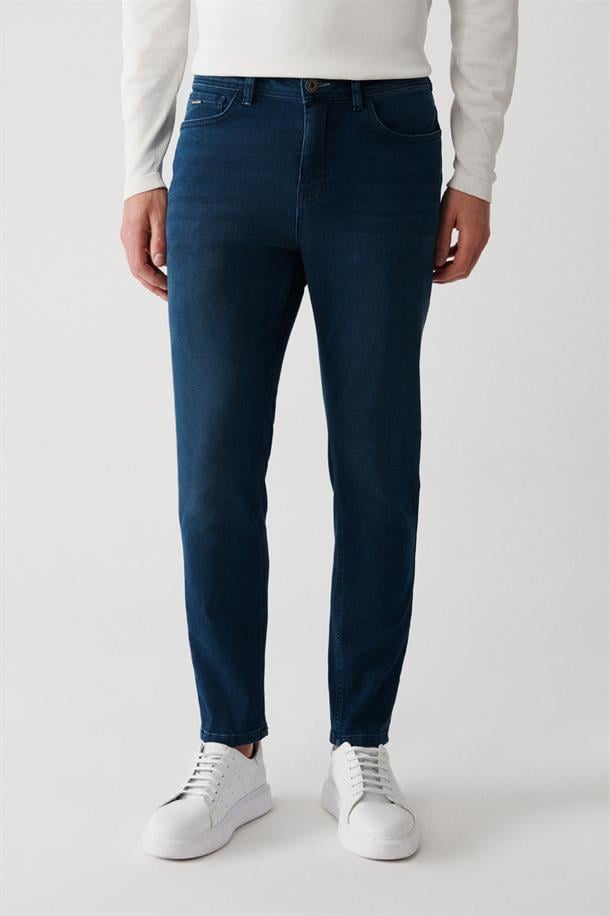 İndigo Eskitme Yıkama Esnek  Jean Pantolon