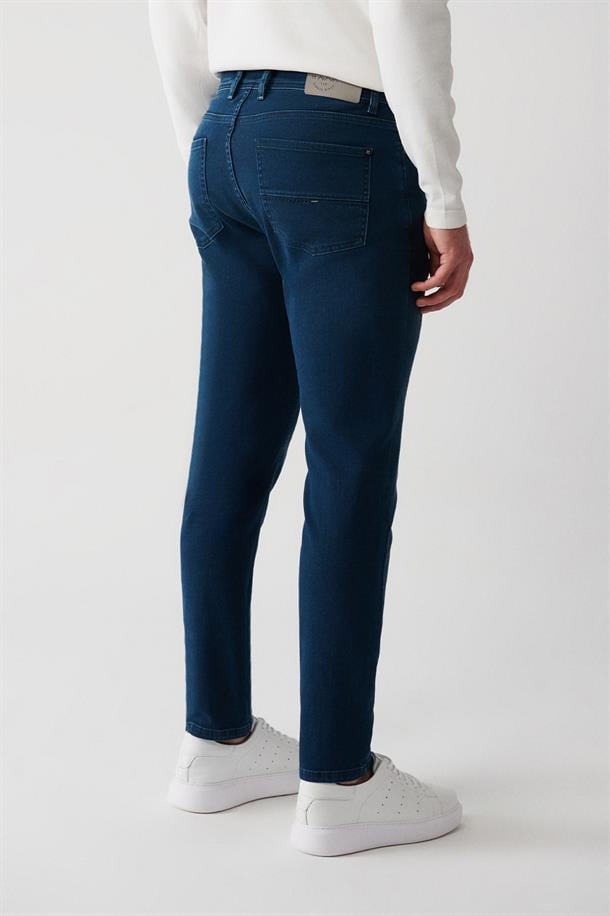 İndigo Eskitme Yıkama Esnek  Jean Pantolon
