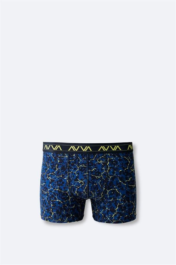 İndigo Kamufulaj Desenli Tekli Boxer