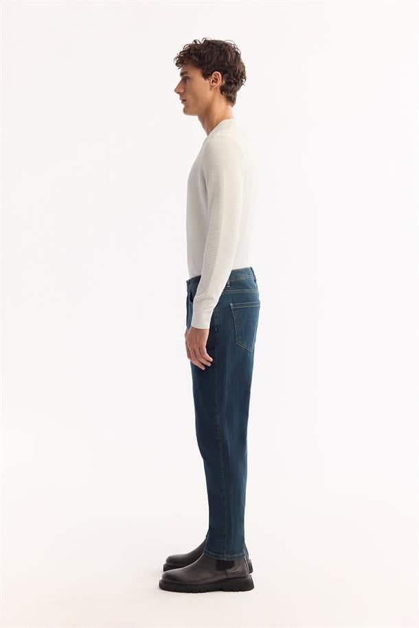 İndigo Pamuklu Jean Pantolon