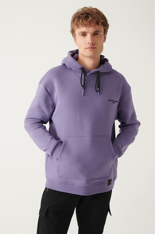 Kapşonlu Yaka Baskılı Oversize  Sweatshirt