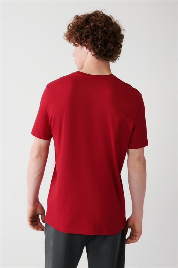 Kırmızı Bisiklet Yaka Baskılı  Oversize T-Shirt