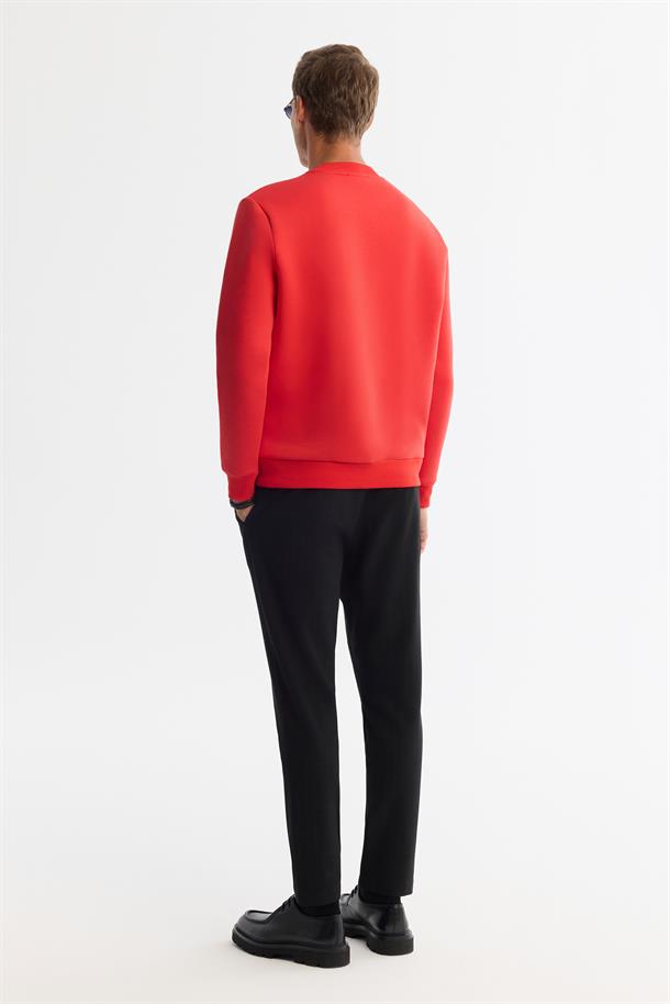 Kırmızı Bisiklet Yaka Sweatshirt