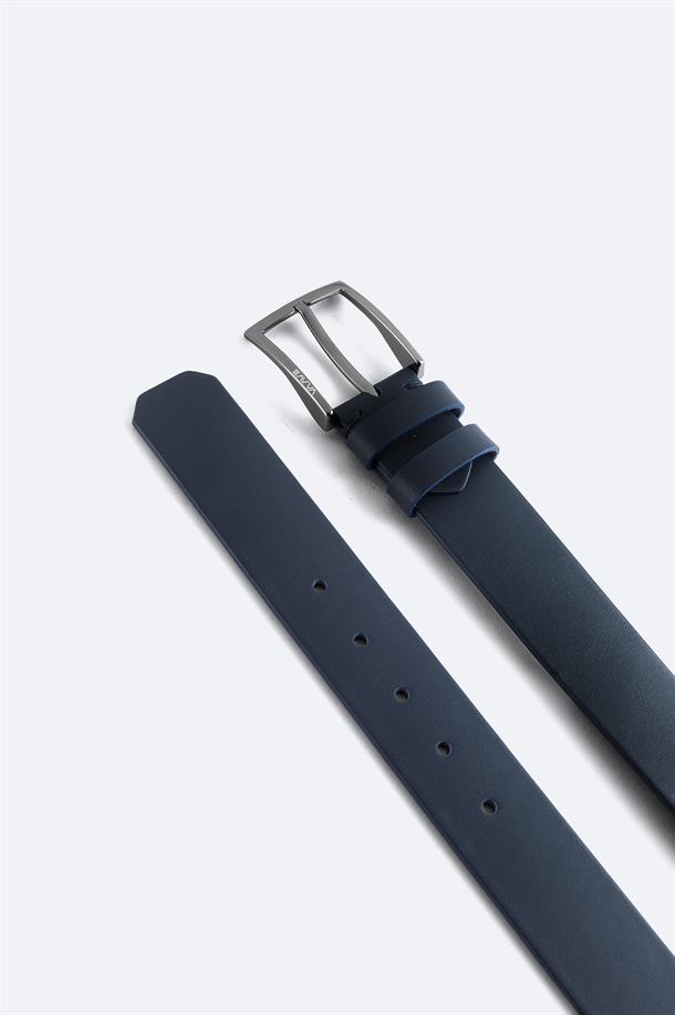 Navy Leather Belt