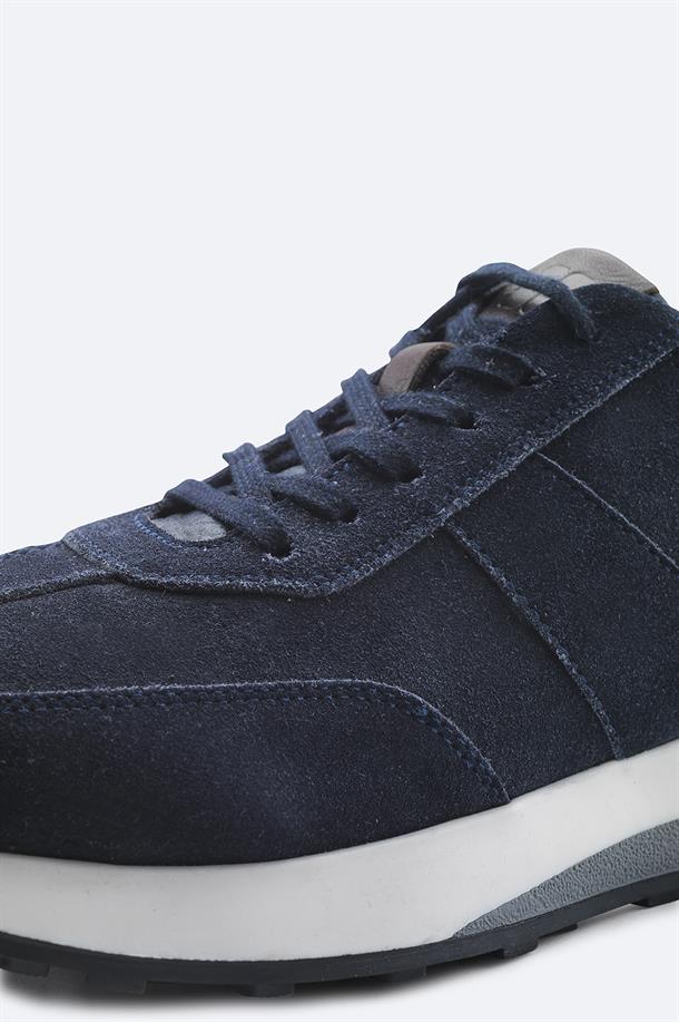 Navy Leather Sneakers