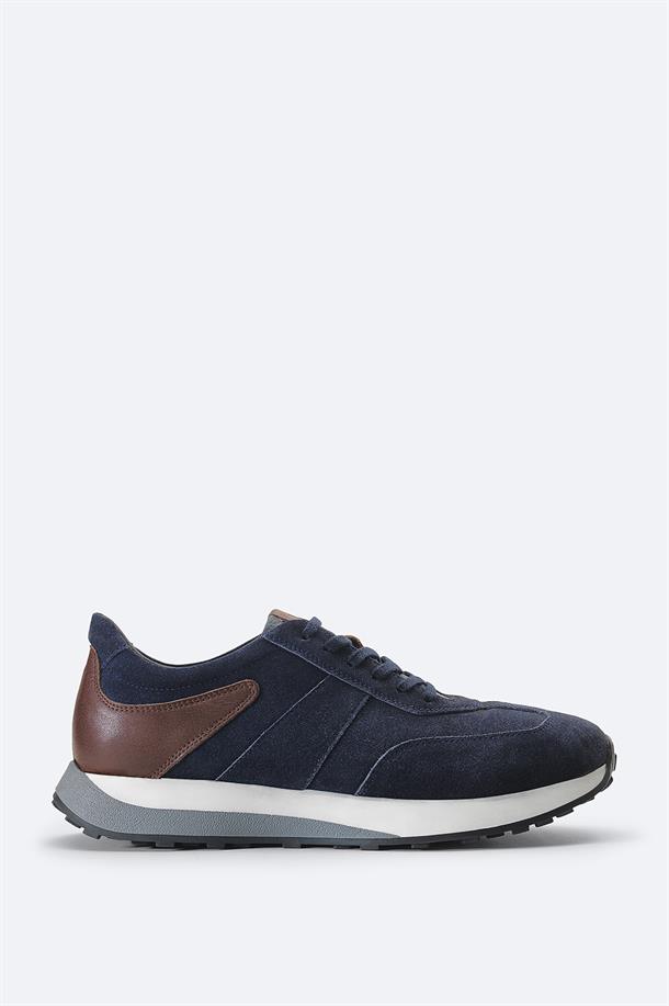 Navy Leather Sneakers