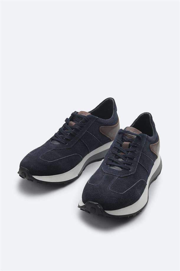 Navy Leather Sneakers