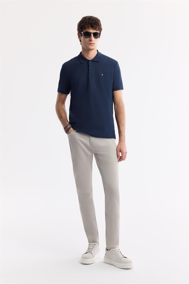 Lacivert %100 Pamuk Hızlı Kuruyan Kıvrılmayan Polo Yaka T-Shirt