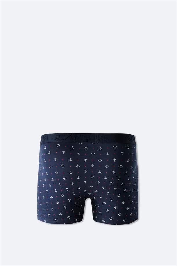 Lacivert Çapa Desenli Tekli Boxer