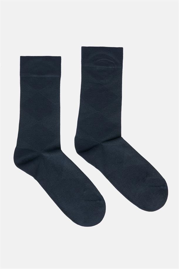 Lacivert Desenli Soket Çorap