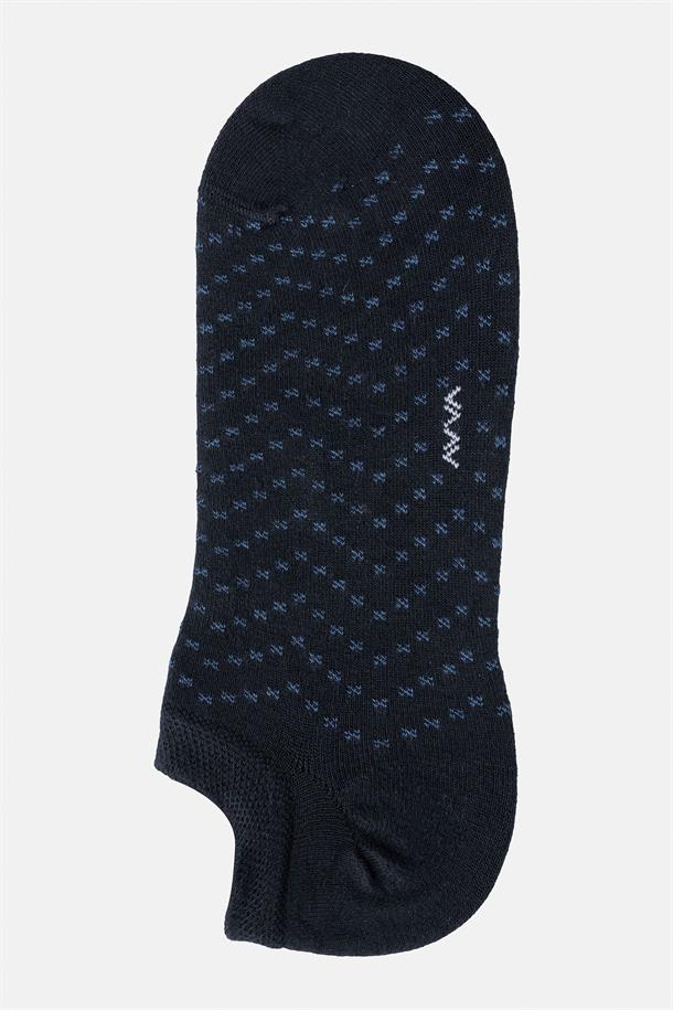 Lacivert Desenli/Düz 2'li Patik Çorap