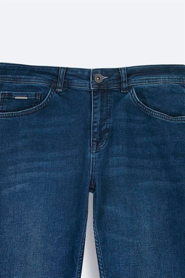 Lacivert Eskitme Yıkamalı Esnek Jean Pantolon