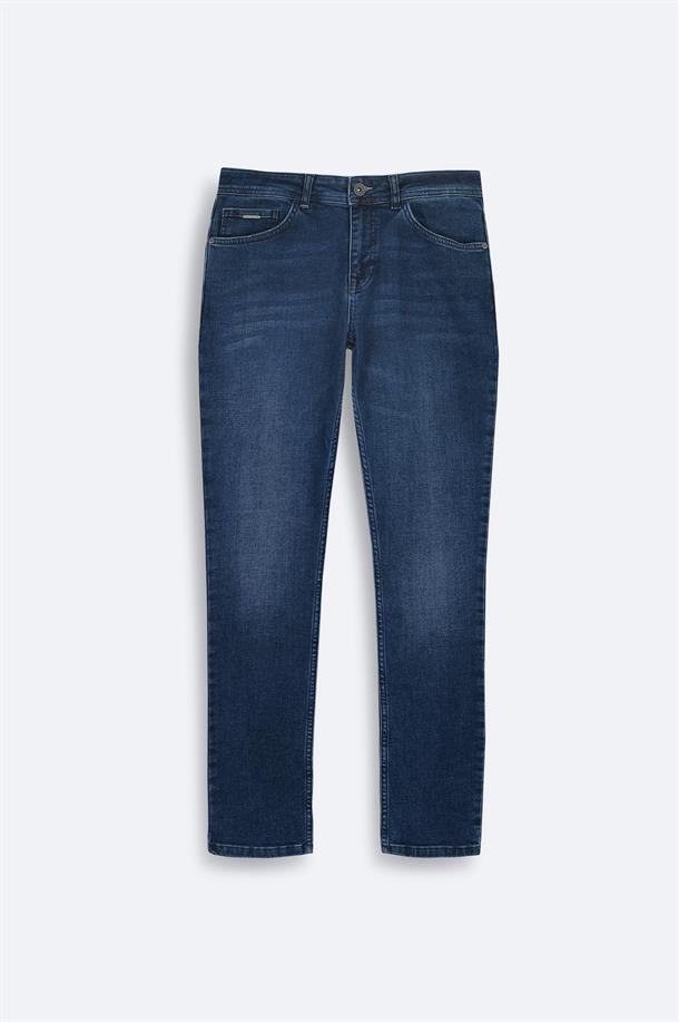 Lacivert Eskitme Yıkamalı Esnek Jean Pantolon