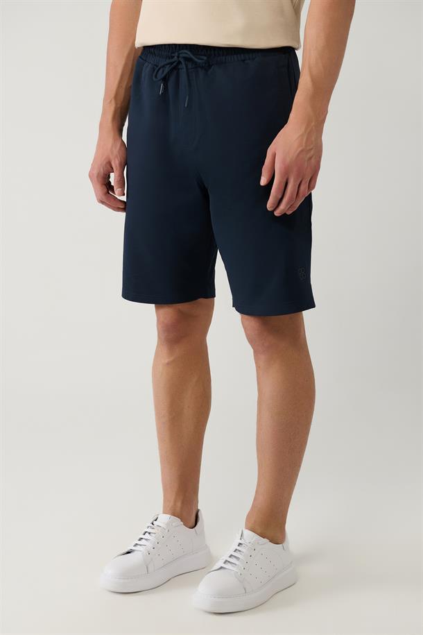 Navy Relaxed Fit Drawstring Shorts