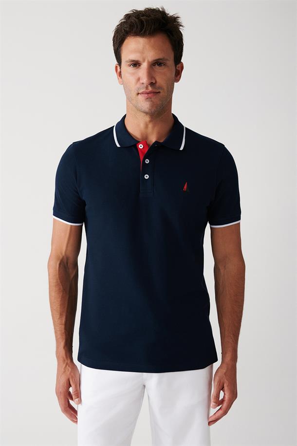 Lacivert Marine Temalı Polo Yaka T-Shirt