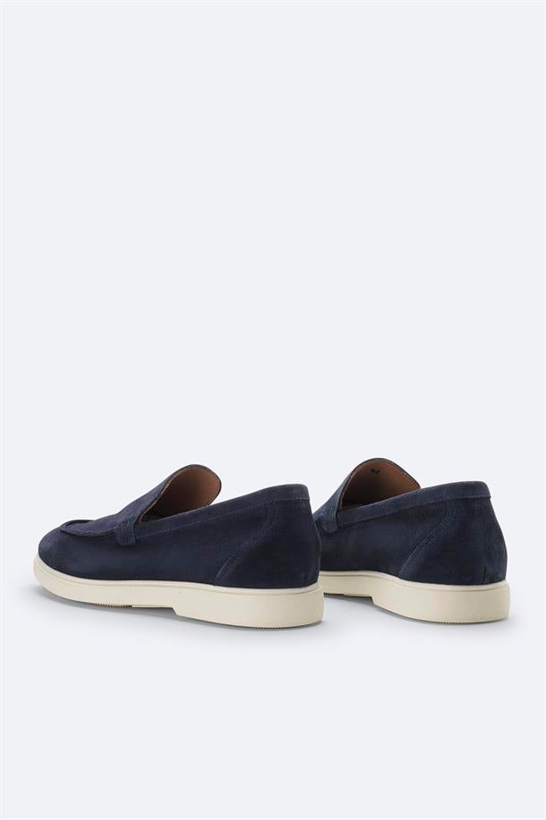 Lacivert Süet Loafer Ayakkabı
