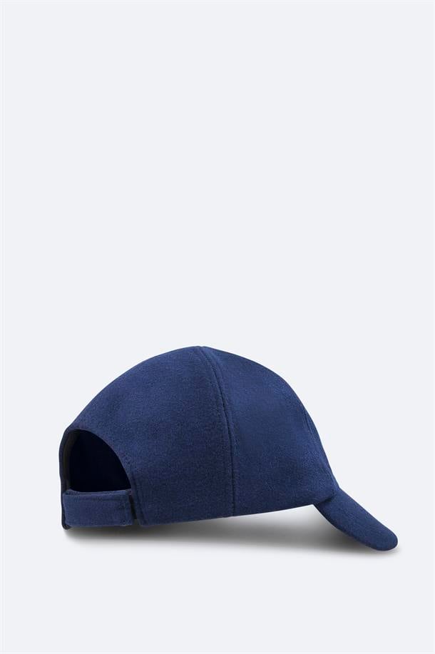 Navy Wool Blend Cap