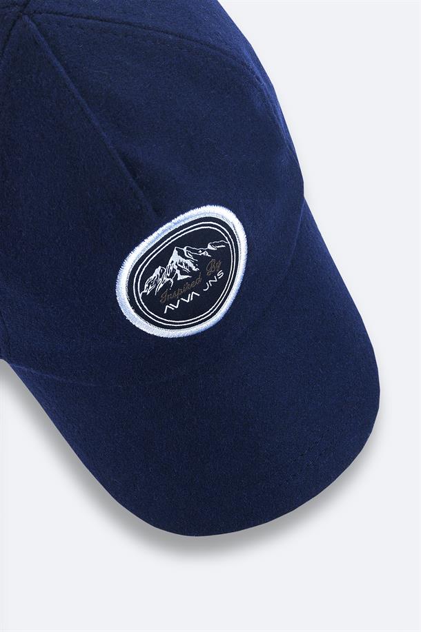 Navy Wool Blend Cap