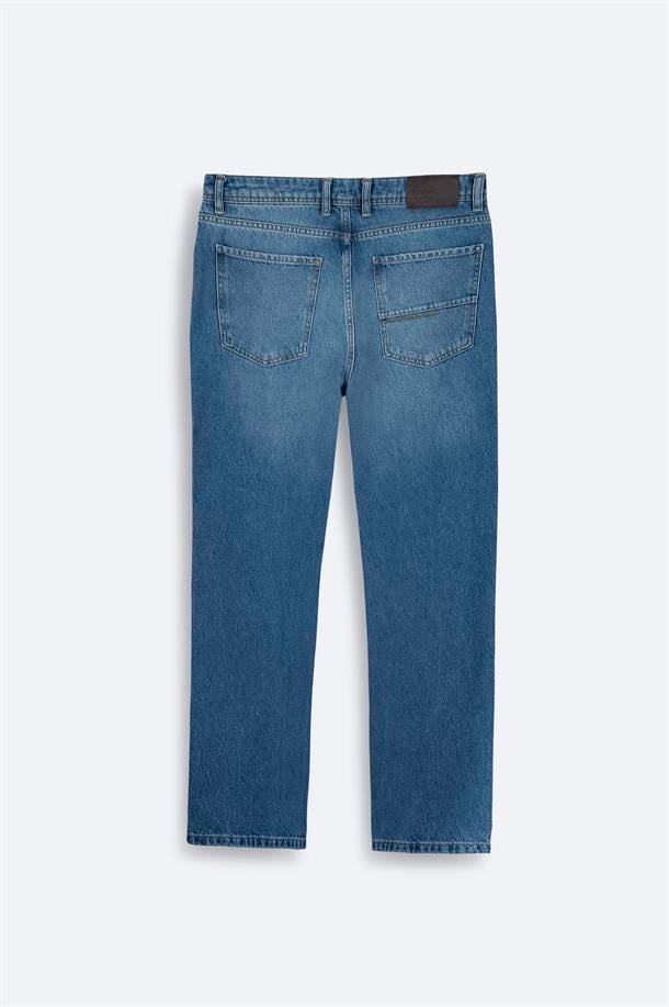 Mavi Eskitme Yıkama Jean Pantolon