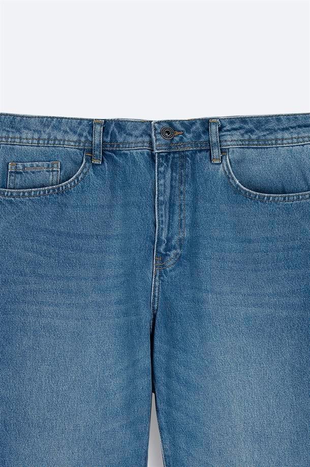 Mavi Eskitme Yıkama Jean Pantolon