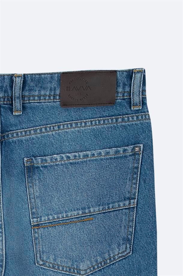 Mavi Eskitme Yıkama Jean Pantolon