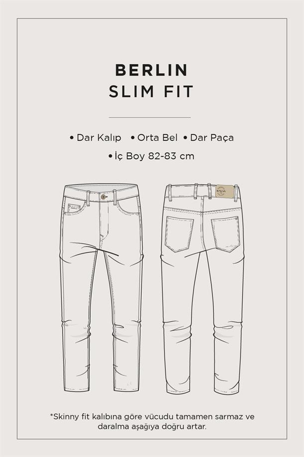 Mavi Eskitme Yıkamalı Likralı Slim Fit Dar Kesim Jean Pantolon