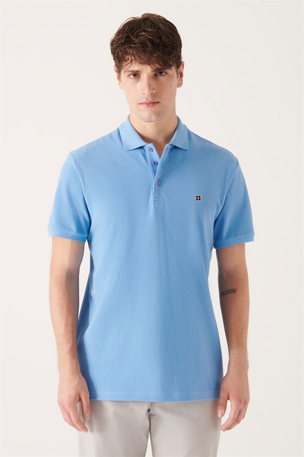 Mavi Polo Yaka Slim Fit %100 Pamuk Basic T-Shirt