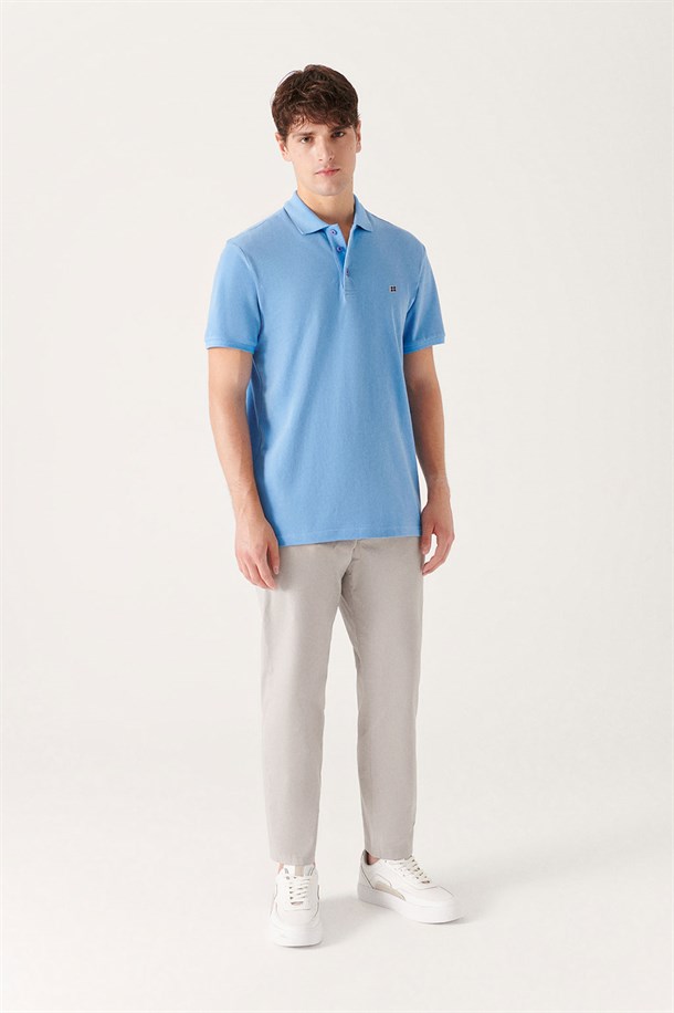 Mavi Polo Yaka Slim Fit %100 Pamuk Basic T-Shirt
