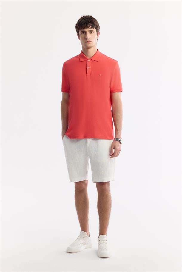 Mercan Polo Yaka Kırılmaz Yaka, Serin Tutan, Hızlı Kuruyan Pamuklu T-Shirt