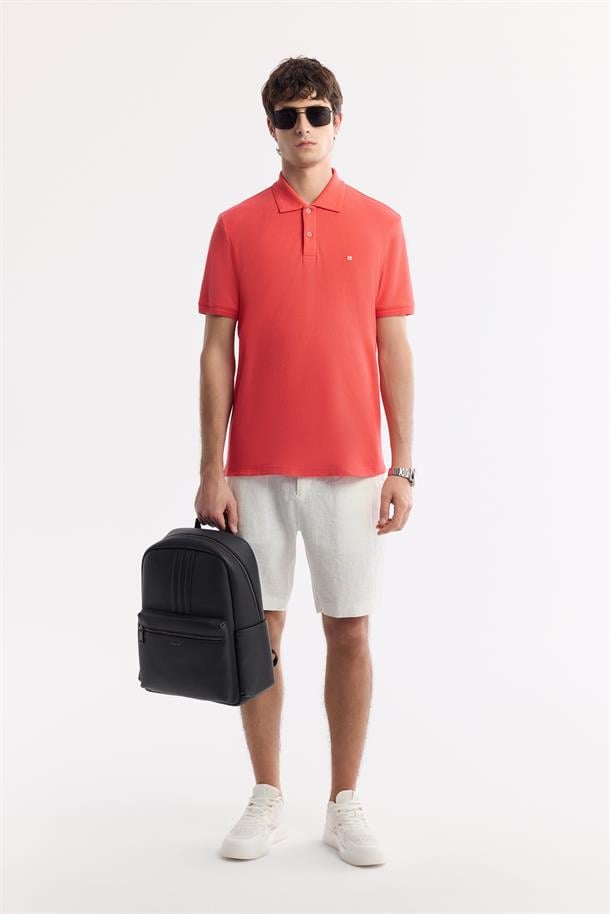 Mercan Polo Yaka Kırılmaz Yaka, Serin Tutan, Hızlı Kuruyan Pamuklu T-Shirt