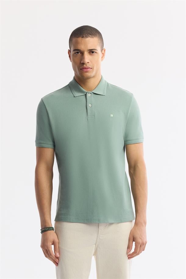 Mint Yeşil %100 Pamuk Hızlı Kuruyan Kıvrılmayan Polo Yaka T-Shirt