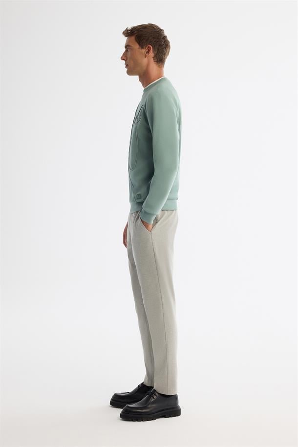 Mint Yeşil Bisiklet Yaka Baskılı Sweetshirt
