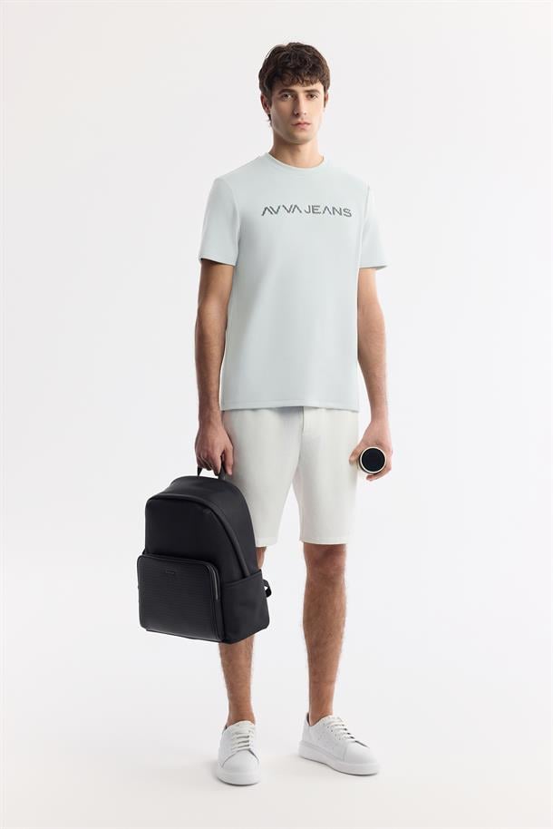 Mint Yeşil Bisiklet Yaka Reflektörlü Bi Stretch İnterlok T-Shirt