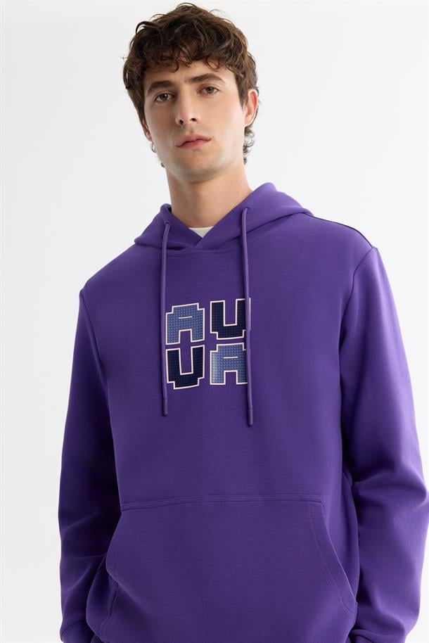 Mor Kapüşonlu Sweatshirt