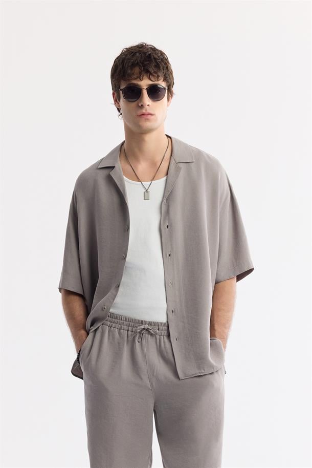 Nardo Gri Beli Lastikli Modal Karışımlı Etenna Relaxed Fit Şort