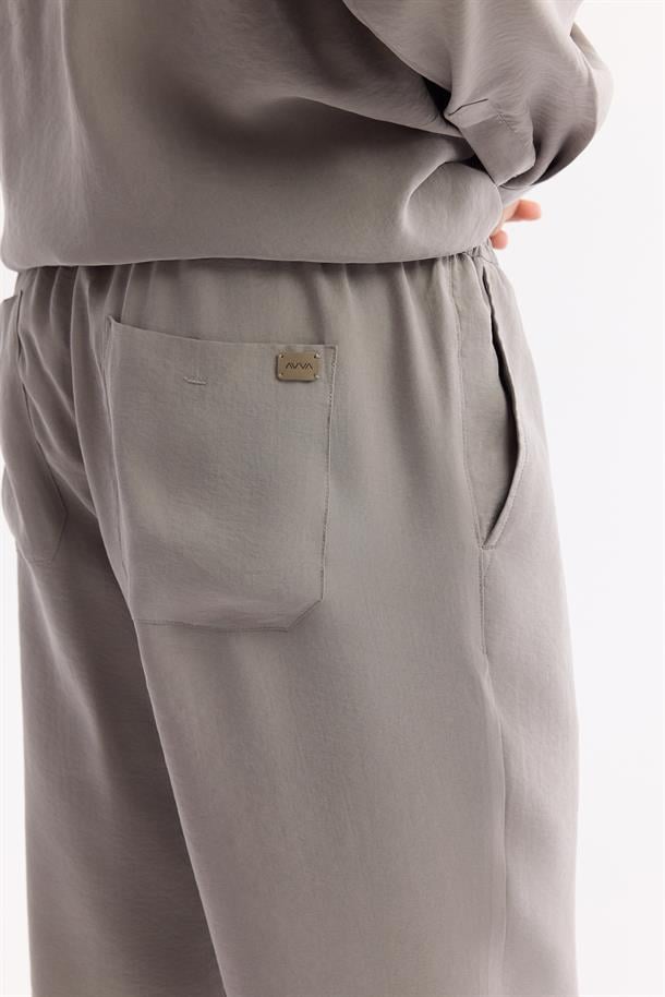 Nardo Gri Beli Lastikli Modal Rahat Kesim Truva Relaxed Fit Pantolon