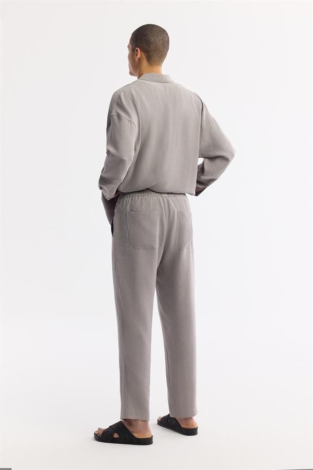 Nardo Gri Beli Lastikli Modal Rahat Kesim Truva Relaxed Fit Pantolon