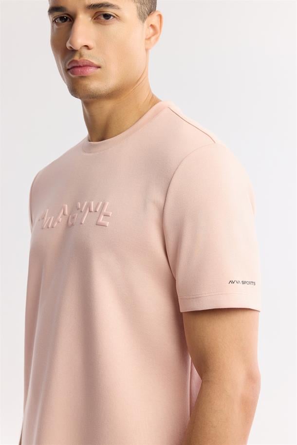 Pembe Polo Yaka Jakarlı T-Shirt